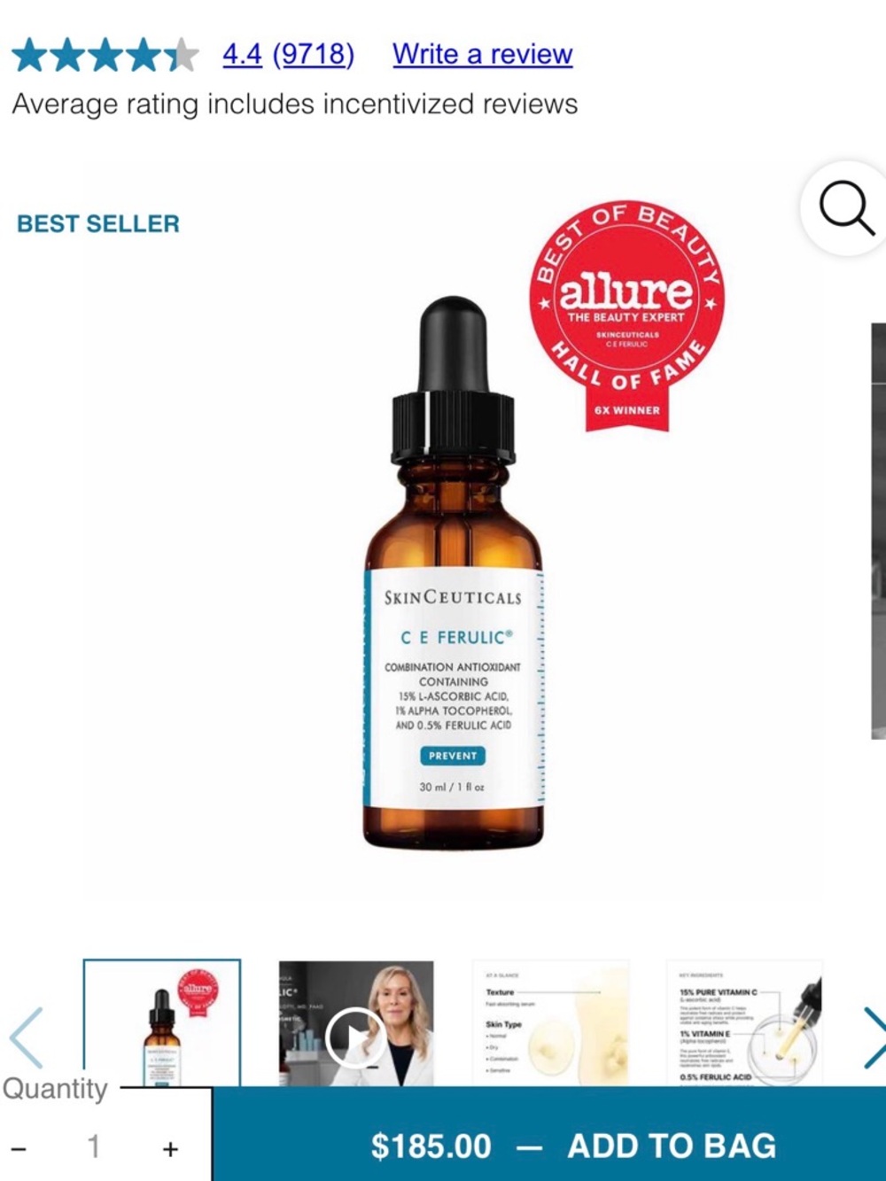 SkinCeuticals C E Ferulic Antioxidant Serum